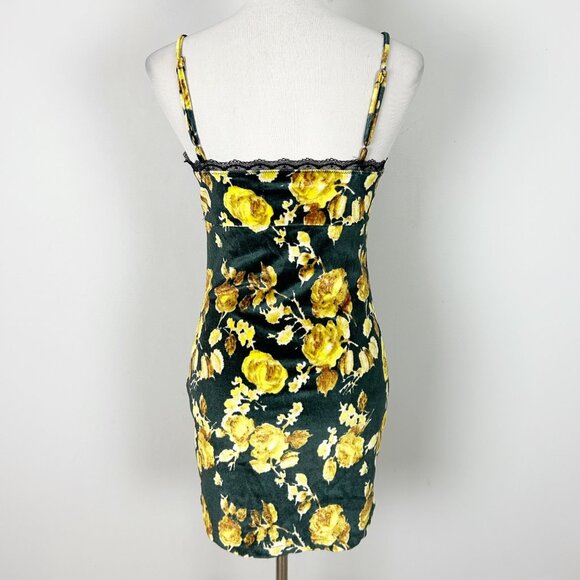Urban Outfitters Floral Velvet Slip Dress Lace Trim Mini Boho Size Medium Women' - Picture 4 of 5